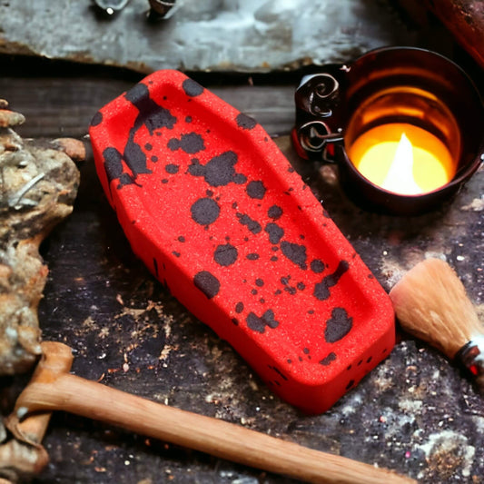 our coffin bath bomb in the scent Crimson Abyss