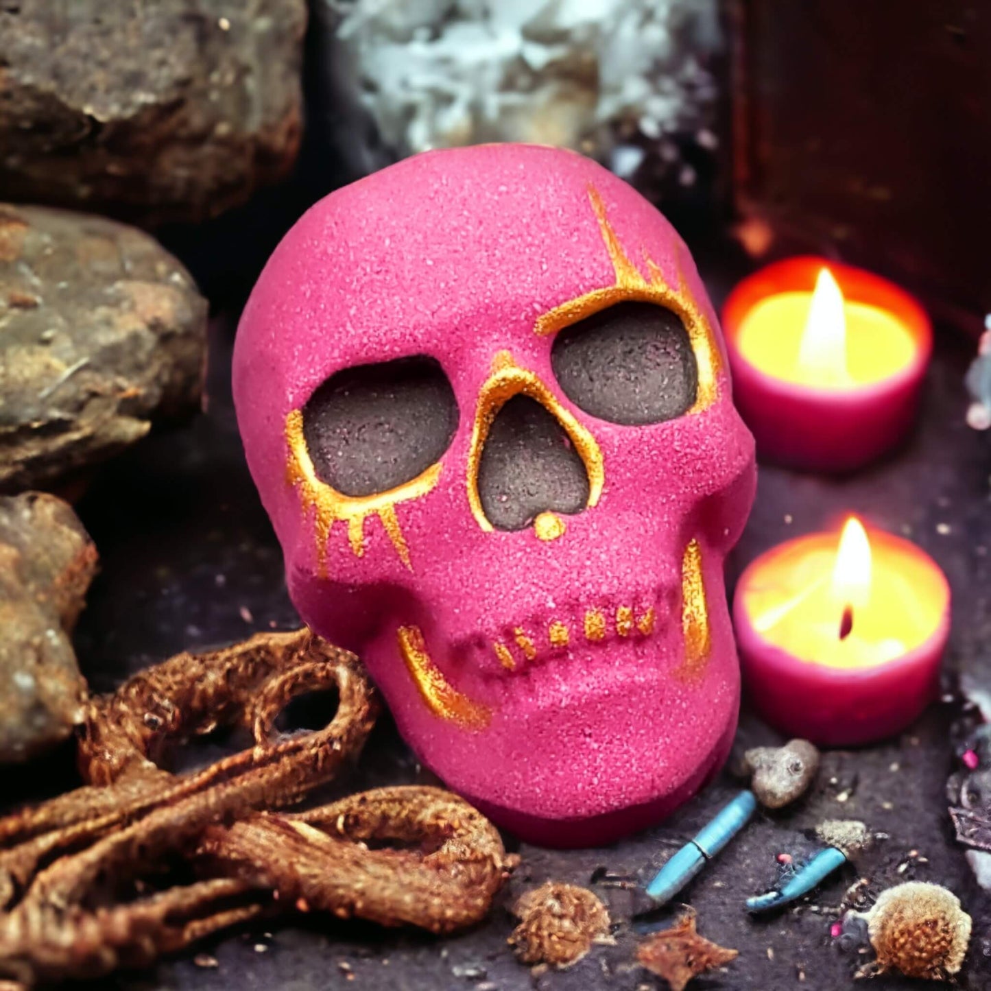 our skull bath bomb in the scent Crypt