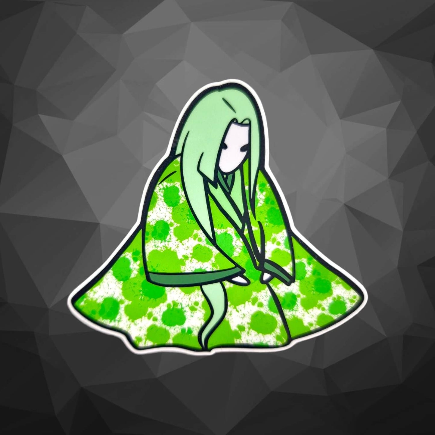 our waterproof hinnagami doll sticker in the color green.