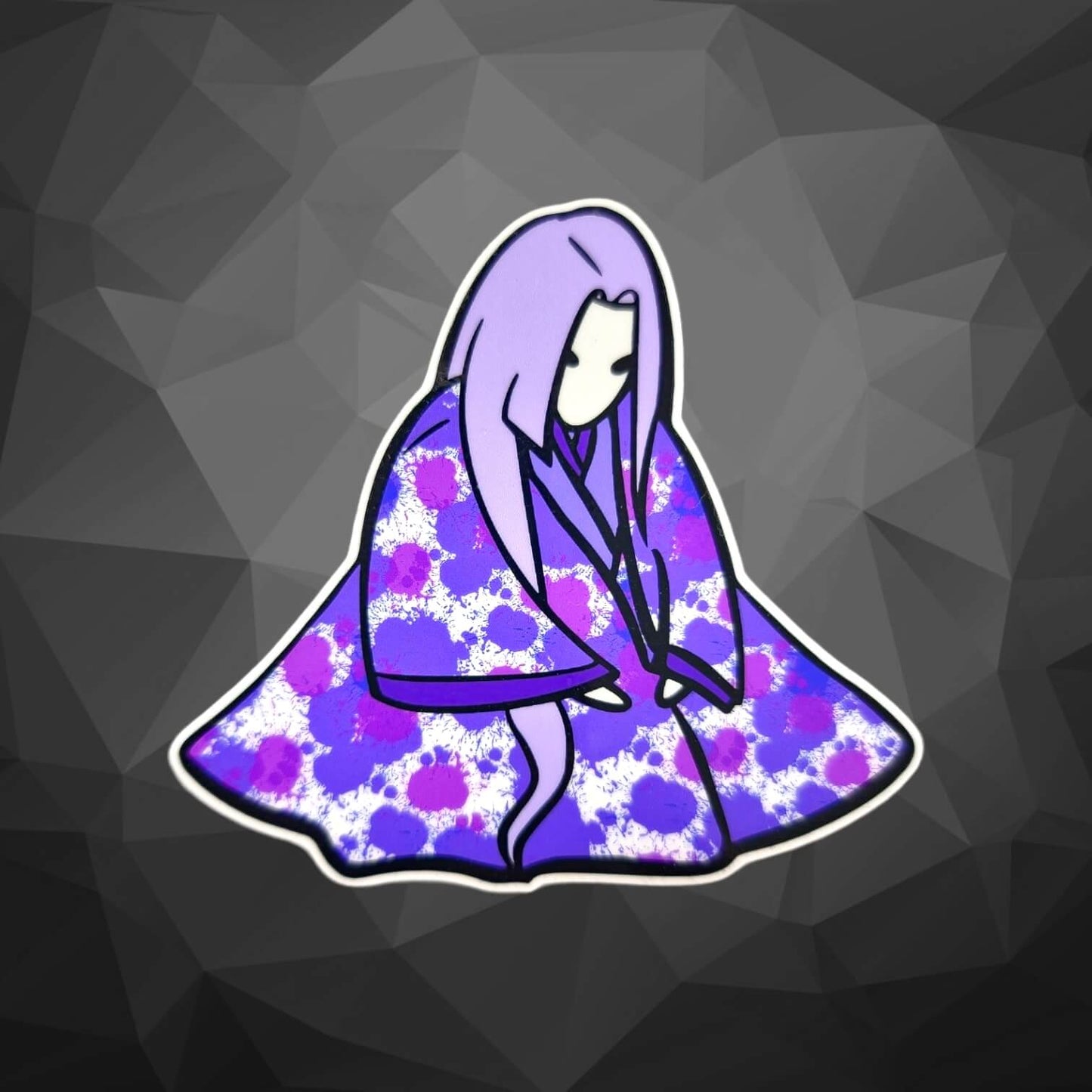 our waterproof hinnagami doll sticker in the color purple.