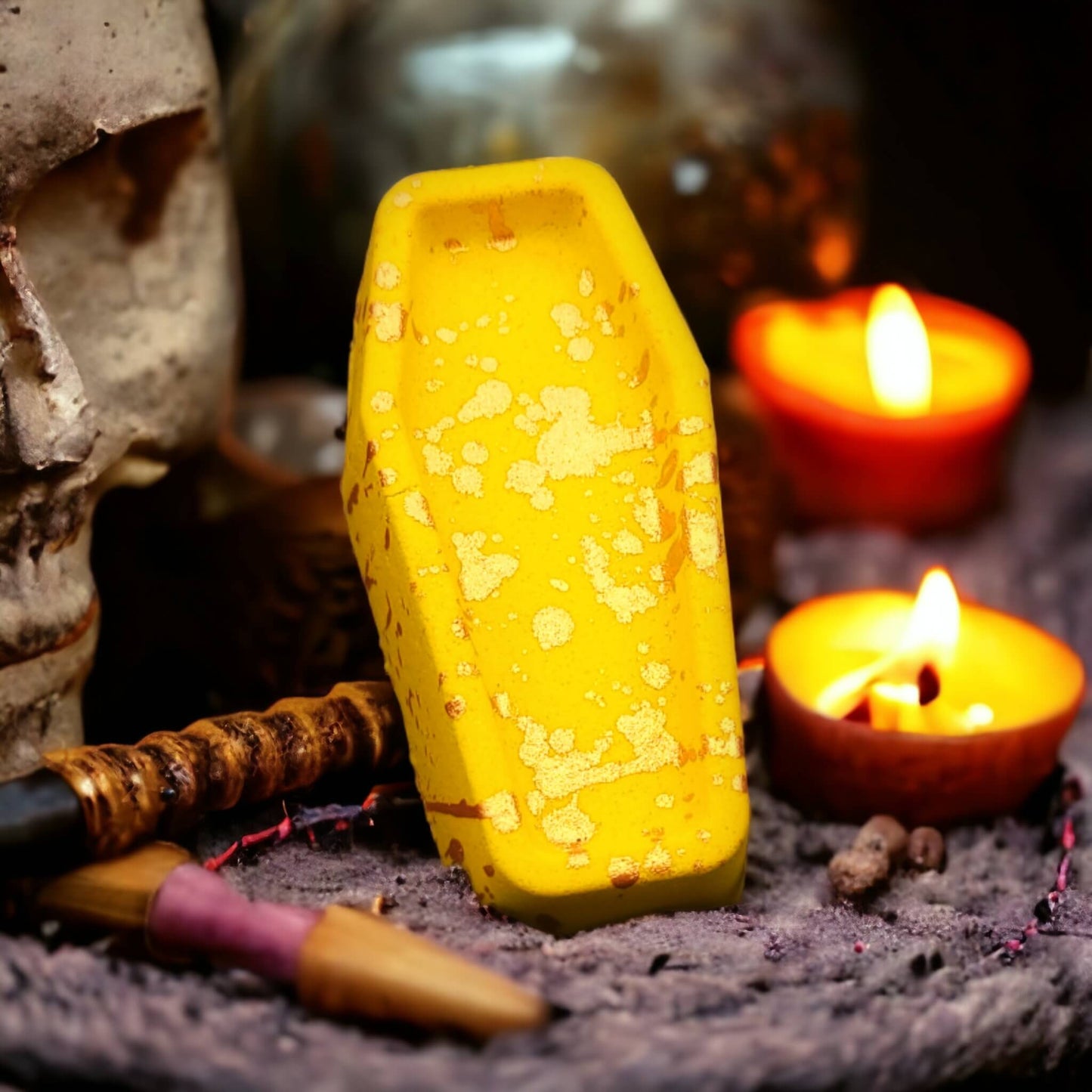 our coffin bath bomb in the scent Vampire's Bane