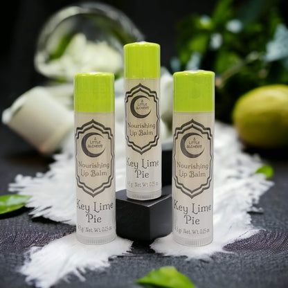 our nourishing lip balms in the flavor key lime pie.