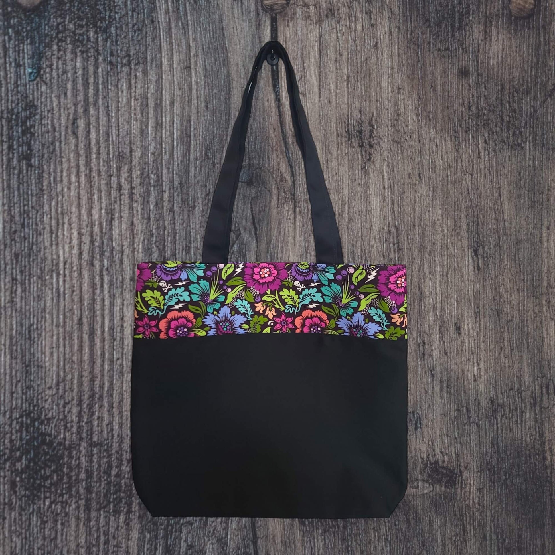 our accent tote bag featuring our Nightshade pattern.