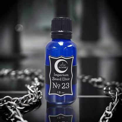 our imperium beard elixir in the scent #23.