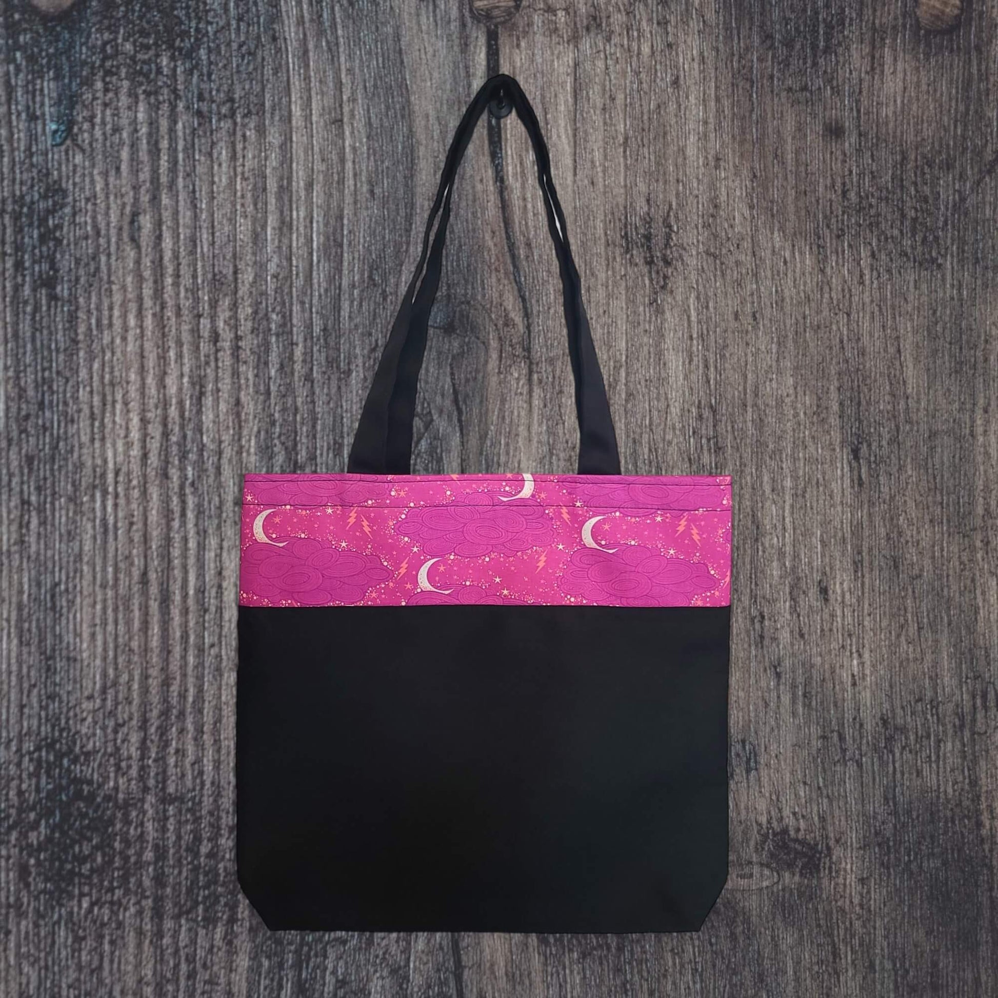 our accent tote bag featuring our Pink Moonlight pattern.