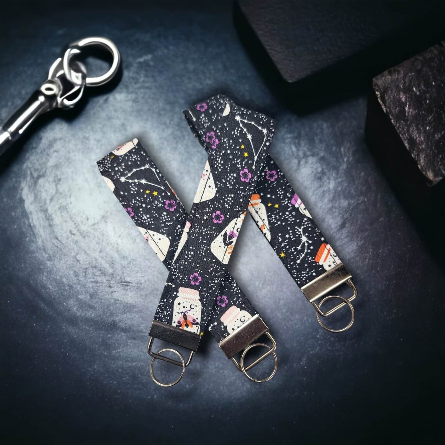 Our key wristlets/fobs in the pattern Light the Way.