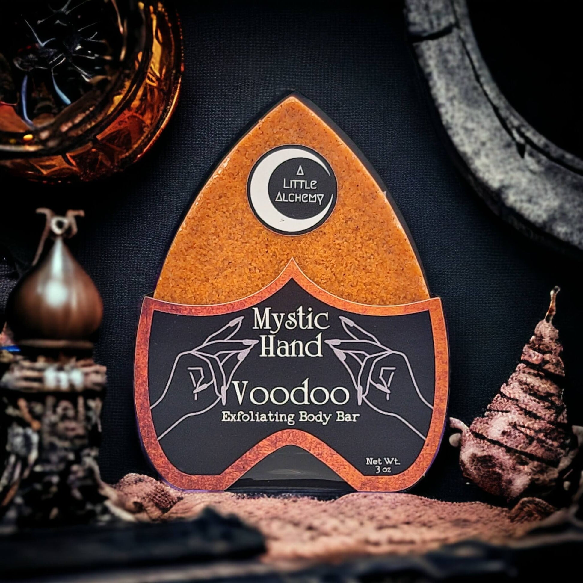 Picture of our mystic hand exfoliating body bar in the scent Voodoo.